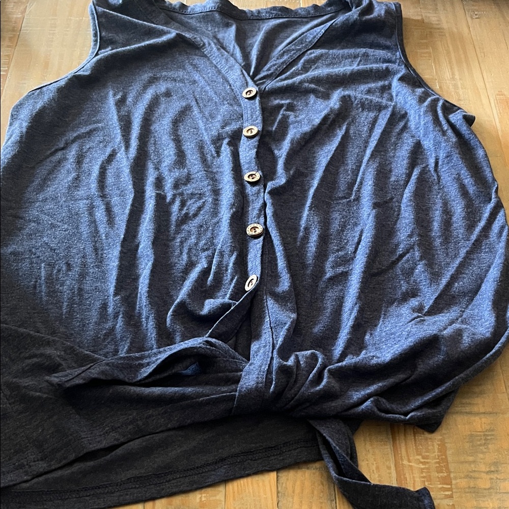 Women's Navy Button-Down Tank Top